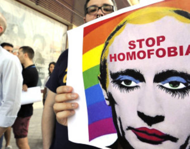 SPAIN-RUSSIA-DEMO-HOMOPHOBIA